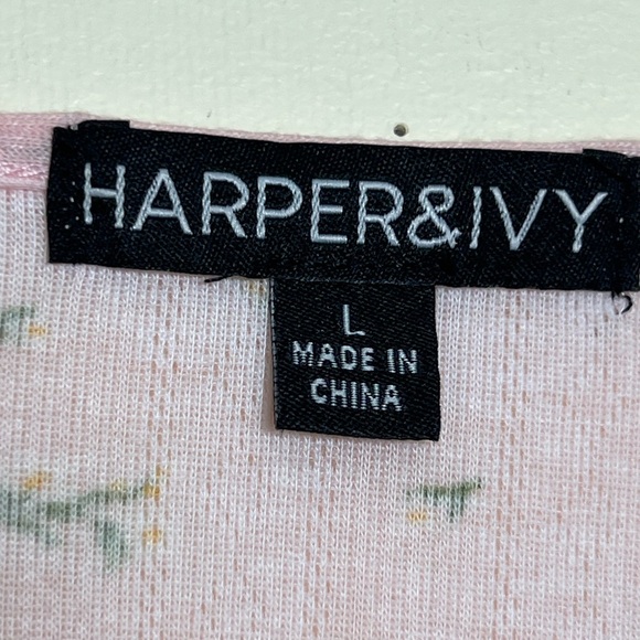 Harper & Ivy Juniors Scoopneck Long Sleeves Sleepshirt Pink Pajama Top Large - Picture 3 of 14